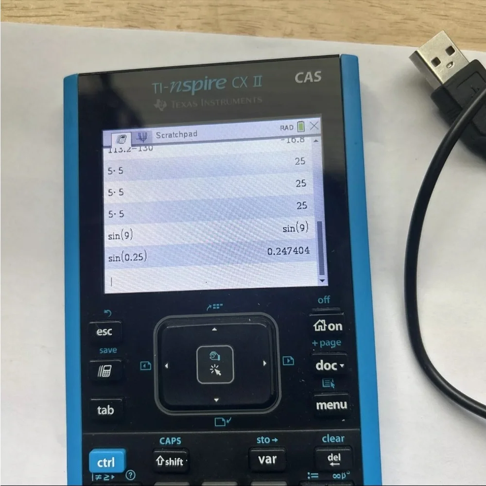 Texas Instrument TI Nspire CX II CAS Graphing Calculator W Cable VERSION 5.1 5.0